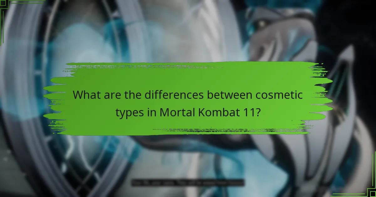 What are the differences between cosmetic types in Mortal Kombat 11?