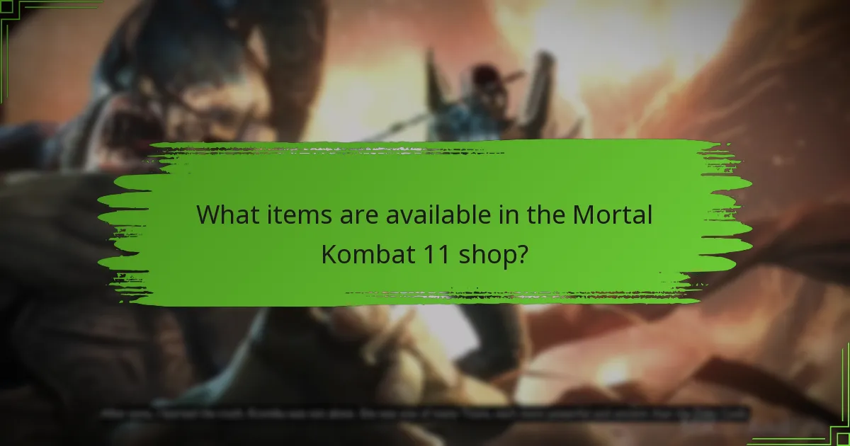 What items are available in the Mortal Kombat 11 shop?