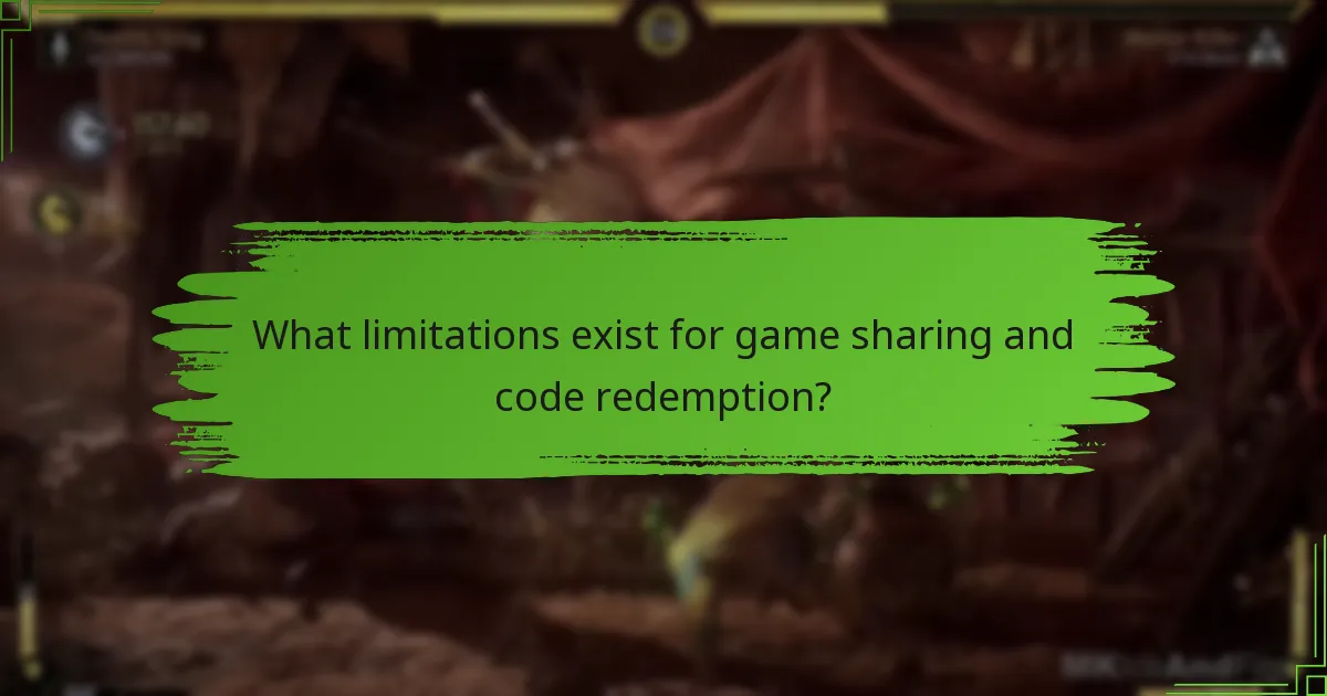 What limitations exist for game sharing and code redemption?