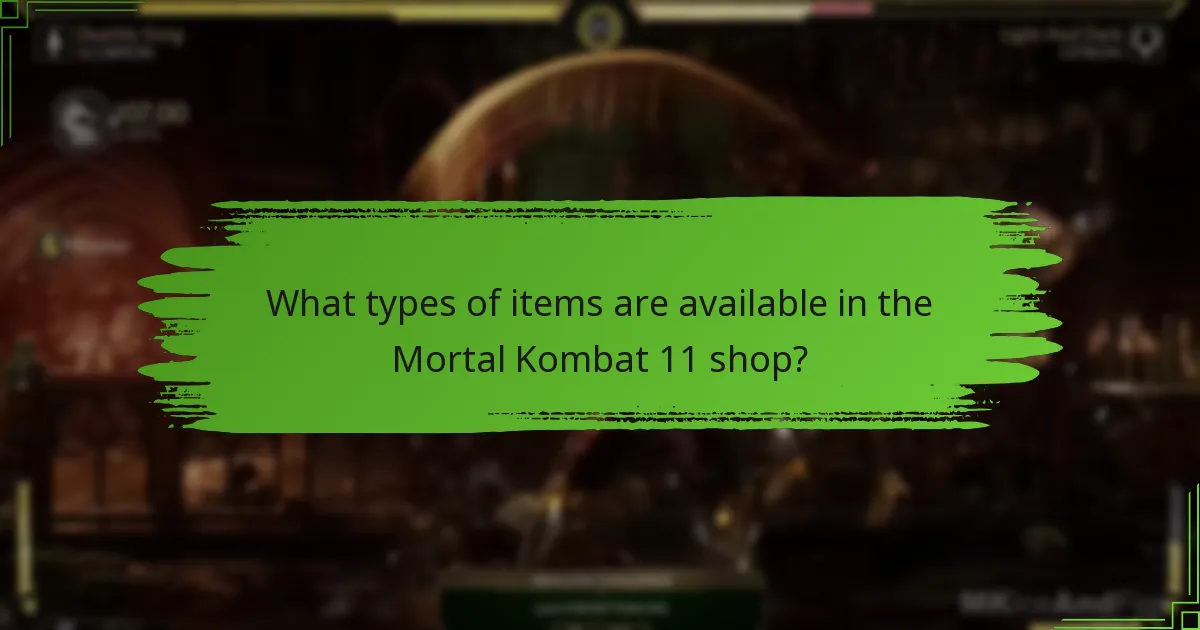 What types of items are available in the Mortal Kombat 11 shop?